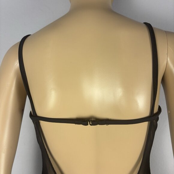 Victoria Secret vintage Bodysuit Black Micro Mesh Embroidery Swimwear  Open Back - Picture 12 of 16